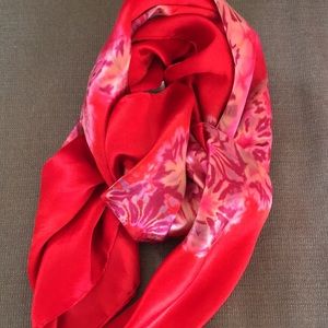 100% silk red batik scarf